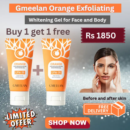 Orange Exfoliating gel buy one get 1 free.